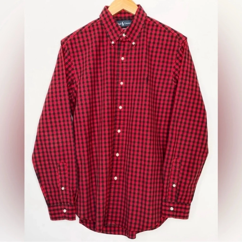 Polo Ralph Lauren Red and Black Plaid Men's Shirt CUSTOM FIT